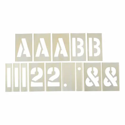 C.H. HANSON Stencil Set: 0 to 9/Ampersand (&)/A to Z/Dash (-)/Dollar Sign ($)/Period (.) - Brass Interlocking Stencil Sets