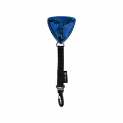 Battery-powered flashing light with blue lens. IPX6 rated for water resistance. Magnet mounting for attachment to ferrous surfaces. Overall length 3 3/16 in, width 3 3/8 in. Suitable for temporary hazard marking in industrial environments.