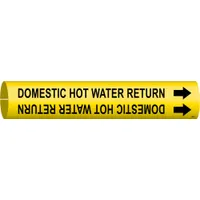 Pipe Marker: Domestic Hot Water Return, Yellow, Black, Fits 4 to 6 in Pipe O.D., 1 Pipe Markers (MPN 4052-D)