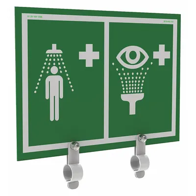 HUGHES SAFETY Shower and Eyewash Sign with Mounting Holes, Aluminum - Shower And Eyewash Signs