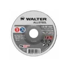 General purpose grinding wheels for carbon and stainless steel. Type 27 design, each wheel measures 4-1/2" diameter, 1/4" thickness, with a 7/8" arbor hole. Supplied in a 25-pack. Suitable for weld grinding, edge chamfering, and surface blending on angle grinders.