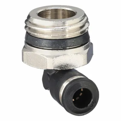 AIGNEP USA Push-Fit Elbow Fitting: 6 mm OD x 1/2 in Pipe Size - Nylon & Nickel-Plated Brass Tube Fittings