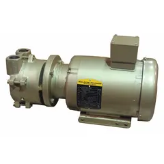 This 1-stage motor-mounted liquid ring vacuum pump delivers 35 cfm with a maximum vacuum of 29 in Hg, powered by a 3 hp motor. The cast iron body and 316 stainless steel components provide corrosion resistance for handling wet or dry gases in industrial processes such as filtration, distillation, and material handling.