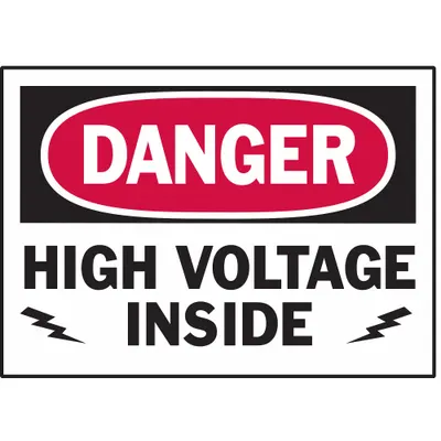 BRADY Danger: High Voltage Inside Signs, 3 1/2 in x 5 in, Adhesive, 5 PK