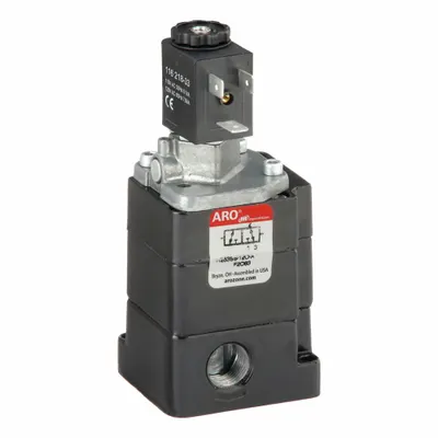 ARO Solenoid Air Control Valve: H, Three-Way / Two-Position, 120V AC - ARO H Series Solenoid-Operated Inline Air Control Valves