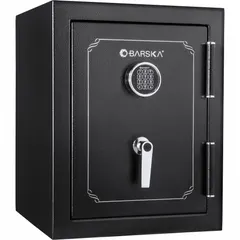 Free-standing security safe with 3.51 cu ft capacity, constructed from steel. Measures 25 in H x 20 in W x 19 in D. Fire rated and equipped with three locking bolts. Suitable for securing valuables, documents, and firearms in residential or commercial settings.