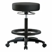 Stool: Vinyl, Ht Range 24 1/2 in to 34 1/2 in, 17 in Seat Wd, 17 in Seat Dp, 0 Glides, 5 Casters (MPN BR-VHBSO-RG-BF-RC-8540)