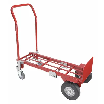 Dayton 2-Position Steel Convertible Hand Truck, Red, 14 in W x 8 in D - 2-Position Steel Convertible Hand Trucks