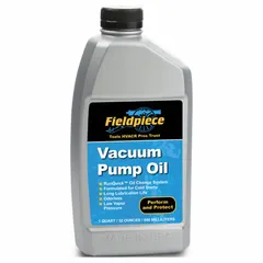 ISO-32 grade lubricant for use in evacuation pumps during HVAC/R system service. Maintains pump vacuum performance by aiding removal of moisture and non-condensables. Supplied in a 1-quart bottle. Orange color.