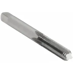 High-speed steel hand tap for #8-36 UNF internal threads. 2B class of fit, plug chamfer, and 4 straight flutes. Suitable for hand threading through-hole or blind-hole applications in steel, aluminum, and brass.