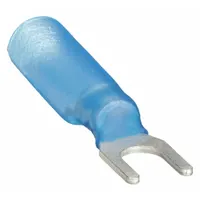 Fork Terminals: Blue, Heat Shrink, #8 Stud Size, 16 AWG – 14 AWG Wire Range, Std Fork