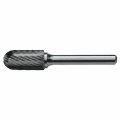 This single-cut ball-nosed cylinder bur is designed for material removal, deburring, and shaping in metalworking and fabrication. The ball-nose shape enables contouring and finishing in recessed areas. Suitable for use on ferrous and non-ferrous materials.