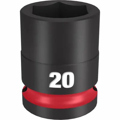 MILWAUKEE Standard Impact Socket: 1/2 in Drive Size, Metric, 20 mm Socket Size, 6-Point - 1/2" Drive Impact Sockets