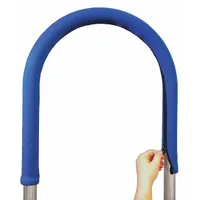 This pool rail cover is constructed from blue neoprene/plastic/Terylene fabric with an overall length of 48 inches. It is designed to wrap around standard pool handrails, providing a slip-resistant surface for improved safety and comfort when entering or exiting the pool