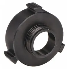 This aluminum rigid straight adapter features NH (National Hose) threads on both ends, with a 2-1/2 in female inlet and a 1 in male outlet. It is used to connect fire hoses to standpipes or hydrant outlets in fire protection systems where a size reduction is required.