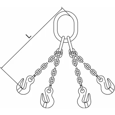 PEWAG Grade-120 Four-Leg Chain Sling, 10 ft, Steel, Blue (7G120QOG/10) - Grade-120 Four-Leg Chain Slings
