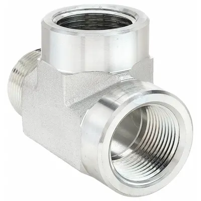 AEROQUIP Hydraulic Hose Adapter: 1 in x 1 in x 1 in Fitting Size, Female x Female x Male - NPTF-to-NPTF Steel Hydraulic Hose Adapters