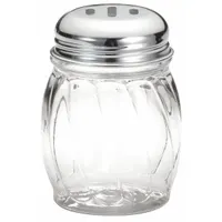 This plastic shaker features a slotted top for dispensing seasonings or condiments. With an overall height of 3 1/2 inches, it is suited for countertop use in food service or industrial kitchens