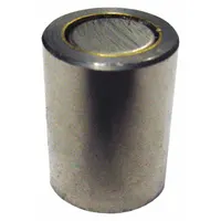 This cylindrical rare earth magnet has a 3/8 in outside diameter, 0.5 in thickness, and a gray finish. It features an 8-32 tap size and a maximum pull force of 5 lbf. Used for holding, positioning, and retrieving ferrous parts in industrial maintenance, assembly, and material handling tasks