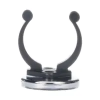 Cup ceramic magnet encased with a clip, 0.313 in thick with a 2 1/32 in outside diameter. Provides a max pull force of 19 lbf. Used for holding applications such as industrial fixturing, signage mounting, and light-duty material handling