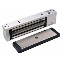 Steel electromagnetic lock for single doors, with instantaneous release. Measures 2 3/4 in height by 1 1/2 in width. Used in access control systems to secure doors in commercial and industrial settings