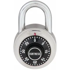 APPROVED VENDOR 1850DWWG Standard Shackle Combination Padlock, Silver Stainless Steel Body, Steel Shackle, Black Dial