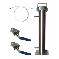 This pasteurization testing injector is used to introduce test substances into milk pasteurization systems for validation and quality control. It includes tubing and is designed for use in dairy processing plants to verify pasteurization efficiency