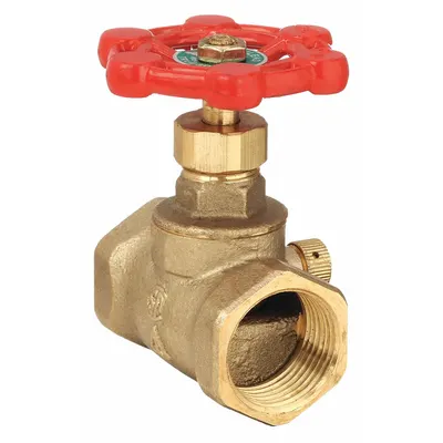 OEM Brass Stop & Waste Valve, 3/4 in, FNPT x FNPT, 125 psi, Cast Iron Handle - Brass Stop & Waste Valves for Potable Water