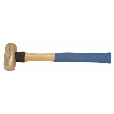 AMERICAN Bronze Mallet: Wood Handle, Textured Grip, 3 lb Head Wt, 1 1/2 in Dia - Bronze Mallets