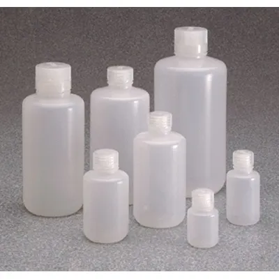 NALGENE Storage Bottle: LDPE, 8 fl oz, 250 mL, Natural, 24 mm Screw Closure Size - LDPE Narrow Mouth Round Lab Bottles