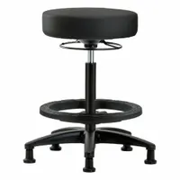 Stool: Vinyl, Ht Range 24 1/2 in to 34 1/2 in, 17 in Seat Wd, 17 in Seat Dp, 5 Glides, 0 Casters (MPN BR-VHBSO-RG-BF-RG-8540)
