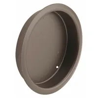 This steel round recessed handle is designed for tray and panel applications in industrial cabinets, enclosures, and sliding trays. It features unthreaded mounting holes and a black aged bronze finish. Supplied as a single piece