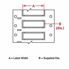 Polyolefin sleeve label roll in white matte finish. Each label measures 1 in x 2 in and fits wire gauges from 0 AWG to 2 AWG. Compatible with i7100 printer series. Used for wire and cable identification in industrial settings such as panel building and electrical installations.