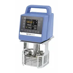 This IKA heating circulator provides precise temperature control with an accuracy of ±0.02°C. It features a digital display and a minimum temperature setting of ambient. Suitable for laboratory and industrial processes requiring stable heating, such as chemical synthesis and sample incubation.