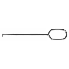 Steel spring-positioning hook with push/pull tip for installing, adjusting, or removing coil springs. Suitable for use in confined spaces during maintenance and repair of industrial machinery and automotive assemblies.