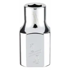 Anti-roll hand socket with 3/8 in drive and 1/4 in socket size. Six-point standard profile in chrome finish. Designed to prevent rolling on sloped surfaces for use in fastening and loosening nuts and bolts.