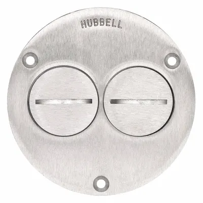HUBBELL WIRING DEVICE-KELLEMS SA3725 Round Brushed Aluminum Floor Box Cover - Aluminum Electrical Floor Box Covers