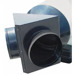 Steel duct adapter for connecting ductwork to indirect-fired portable gas ducted and tent heaters. Overall diameter of 20 in with 1/16 in thickness, 2 ft overall length. Directs heated air into tents, worksites, or temporary enclosures.