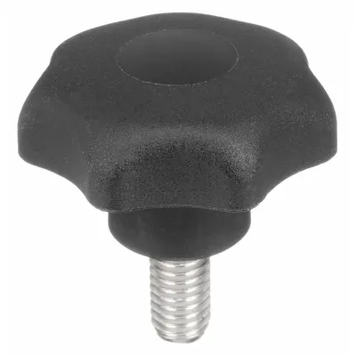 KIPP 7-Arm Knob with Threaded Stud, M8 x 30 mm, 40 mm Dia, Plastic/SS - 7-Arm Knobs with Threaded Stud