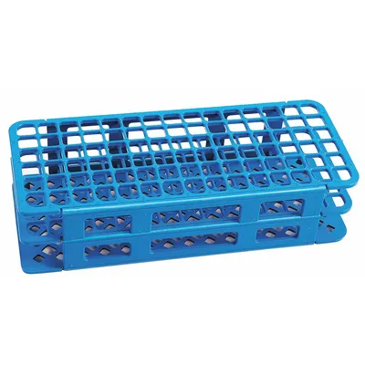 DYNALON Test Tube Rack, Polypropylene, Blue, 90-Tube Capacity - Lab Storage Racks