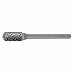Double-cut ball-nosed cylinder bur with 1/8" head diameter and 7/16" head length, 1/8" shank. Trade number SC-41. Used for material removal, deburring, and shaping in metalworking and die-making applications.