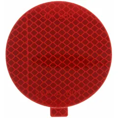 Red reflective decals with acrylic adhesive, supplied in a 50-pack of 3-inch squares. Designed for marking trucks and trailers to improve nighttime visibility. Suitable for fleet and vehicle maintenance applications.