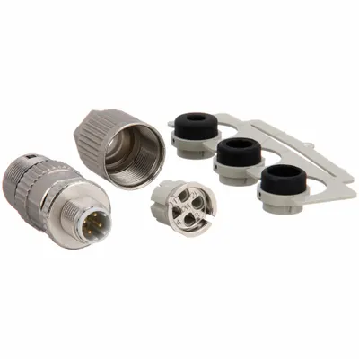 HARTING Circular Connector: D Coded, 4 Pin, M12 Male Thread, IP65/IP67 - Field-Wireable Industrial M12 Circular Connectors