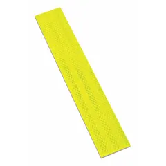 Fluorescent lime reflective tape for rail applications. Each pack contains 10 strips, 2 inches wide, with acrylic adhesive. Provides high-visibility marking for vehicles and equipment where conspicuity is critical for safety.