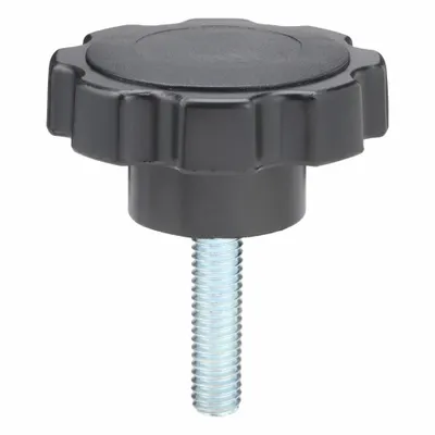 INNOVATIVE COMPONENTS Hand Knob: 8 Point, Plastic w/ Steel Thread, 3/8"-16 Thread - 8-Arm Knobs with Threaded Stud