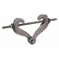This tong-style beam clamp is made of malleable iron and designed for use with 7/8 in threaded rod. It has a load capacity of 1,365 lb and includes a locknut for secure fastening. Commonly used to suspend threaded rod from structural steel beams in piping and support applications
