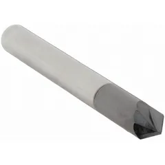 This carbide chamfer mill features an AlTiN coating for heat and wear resistance. With an 82° included angle and 2 flutes, it is designed for deburring and beveling edges on metal workpieces. The 3/4" mill diameter and 3" overall length suit general machining applications such as preparing weld joints or finishing part edges.