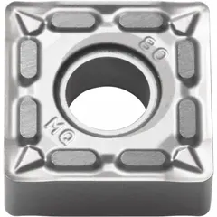 Carbide square indexable turning insert for general-purpose turning, facing, and profiling. Suitable for medium machining operations on steel, stainless steel, and cast iron in industrial applications.