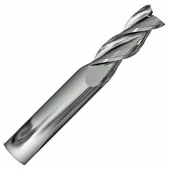 Carbide square end mill with 3 flutes, 1/8" mill diameter, 1" length of cut, and 2-1/2" overall length. Designed for machining aluminum and non-ferrous materials in CNC milling operations.