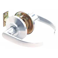 Passage lever lockset with ANSI F75 function for interior doors where locking is not required, such as hallways, closets, or restrooms. Features a 7KC curved return lever, satin chromium-plated zinc finish, and interchangeable core. ADA compliant